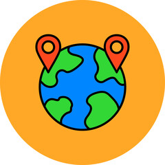 Globe Multicolor Circle Filled Line Icon