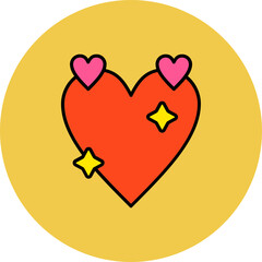 Heart Multicolor Circle Filled Line Icon