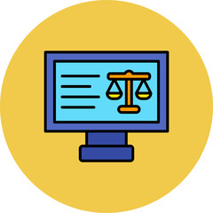 Online Court Multicolor Circle Filled Line Icon