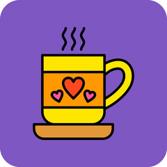 Coffee Multicolor Round Corner Filled Line Icon