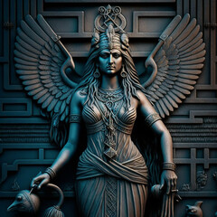 Ancient Sumerian mythology. Ninazu,ancient Sumerian mythological god. Created with Generative AI technology.