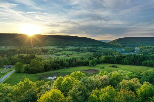 Sunset over Pennsylvania countryside