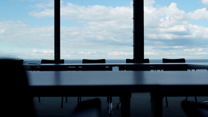 Modern office meeting room interior. Empty hotel conference hall with furniture
