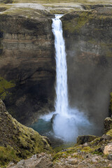 Scenic view of Haifoss waterfall on Fossa river, south of Iceland