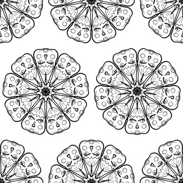 Seamless pattern of drawings, free geometric line. Faces. Vector stock illustration eps10.
