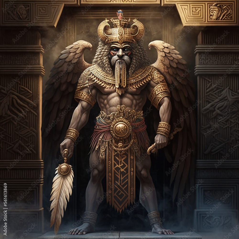 Wall mural Ancient Sumerian mythology. Nanshe,ancient Sumerian mythological god. Created with Generative AI technology.