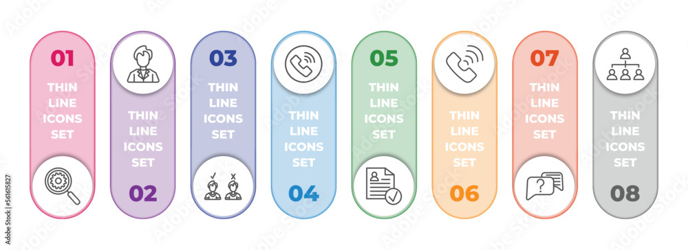 Poster human resources infographic element with outline icons and 8 step or option. human resources icons s