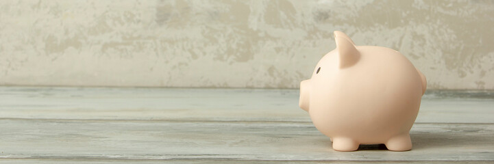 Pink piggy bank. Money and business concept. Copy space for text