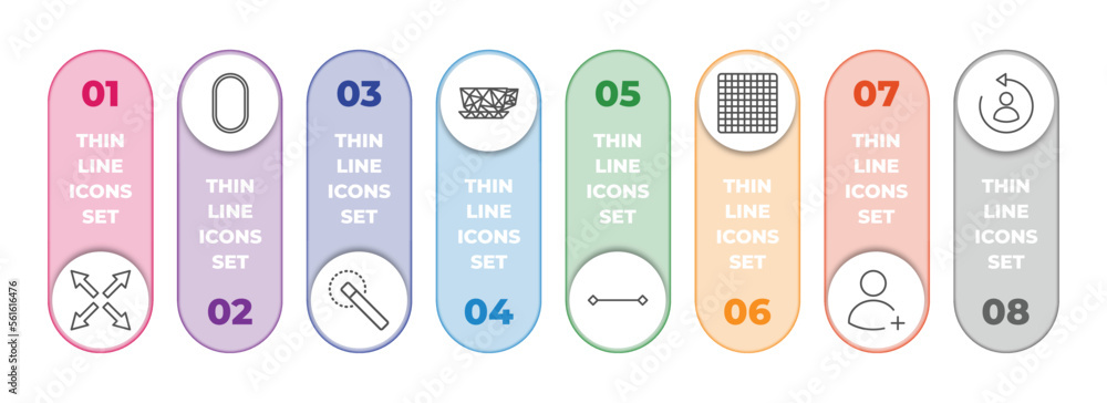 Aufkleber geometry infographic element with outline icons and 8 step or option. geometry icons such as extend,