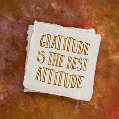 gratitude is the best attitude, inspirational handwriting on an art paper, positive mindset and...