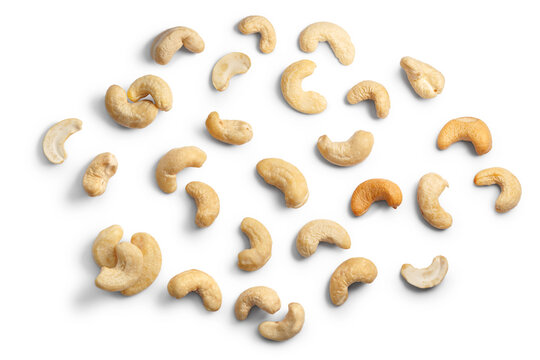 Cashew Nuts (seeds Of Anacardium Occidentale), Shelled, Top View Isolated Png