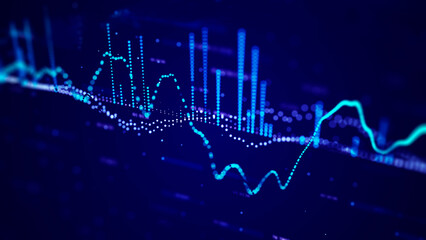 Trading chart on a dark background. binary options. line graph with big date. 3d rendering