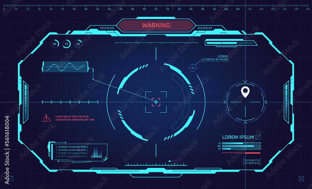 Poster hud helmet view. vr dashboard in futuristic glasses or spaceship cockpit, virtual tech digital inter