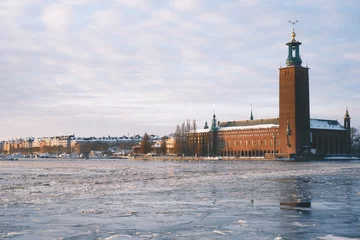 Fotobehang stockholm city hall in winter © gokberknur