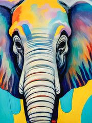 The majestic elephant is portrayed in a stylized, abstract manner, making for a unique and striking image. Generative AI