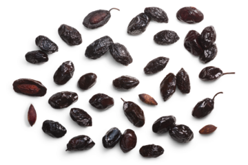 Dried Cured Throubes Thasos Olives (fruits of Olea europaea). top view isolated png