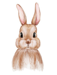Bunny portrait. Cute lovely animal illustration.