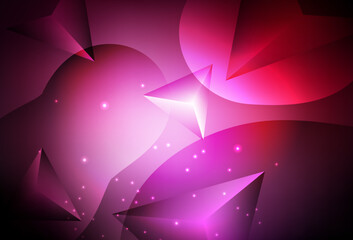 Dark Pink vector Abstract illustration with colorful discs and triangles.