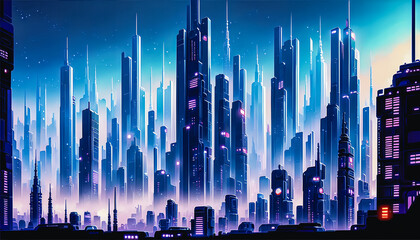 Fototapeta na wymiar Concept of a futuristic metaverse city. Generative AI