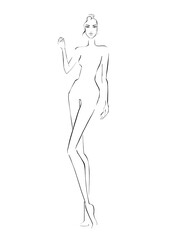 Fashion templates. Croquis. A figure of a woman on a white background	
