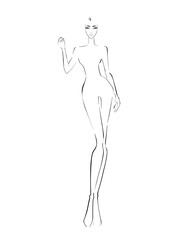 Fashion templates. Croquis. A figure of a woman on a white background	
