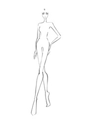 Fashion templates. Croquis. A figure of a woman on a white background	

