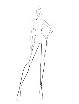 Fashion templates. Croquis. A figure of a woman on a white background	

