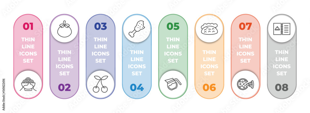 Poster bistro and restaurant infographic element with outline icons and 8 step or option. bistro and restau