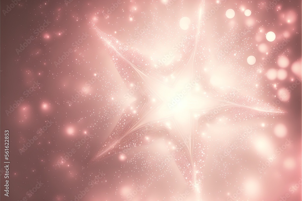 Poster a star is shining brightly in the sky with a pink background and a pink background with white stars 