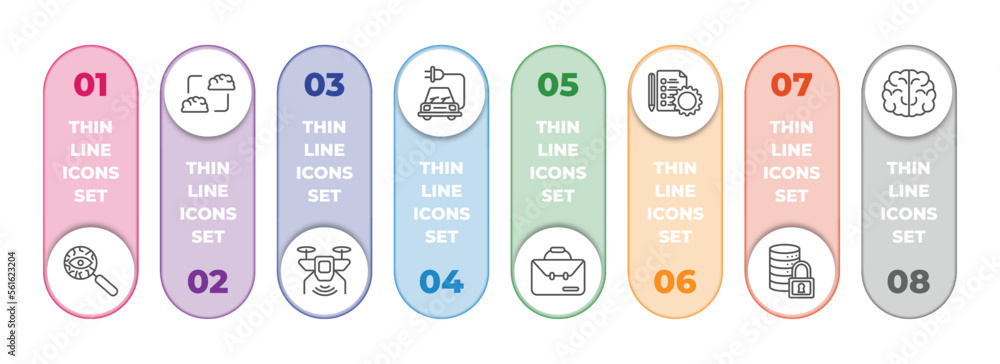 Poster artificial intellegence infographic element with outline icons and 8 step or option. artificial inte