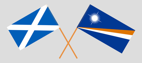 Crossed flags of Scotland and Marshall Islands. Official colors. Correct proportion