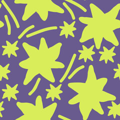 Fototapeta na wymiar Stars seamless pattern for wrapping, digital paper, wallpaper, fabric print, textile design. Simple silhouette shape of shining star decorative element for kids, baby, children, sport.