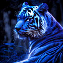 Electric blue tiger generative ai