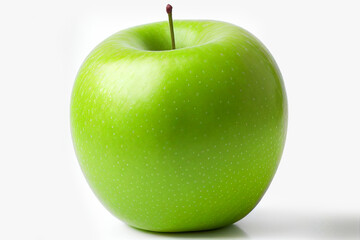 Close up green fresh juicy apple isolated on white background with clipping path. Full depth of field