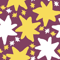 Stars seamless pattern for wrapping, digital paper, wallpaper, fabric print, textile design. Simple silhouette shape of shining star decorative element for kids, baby, children, sport.