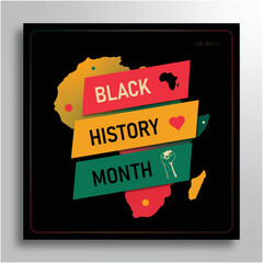 Flat Black History Month Square Instagram post vector illustration