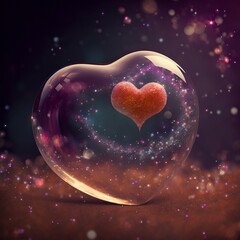 hearth in bubble with sequins, valentine's day, Generative AI