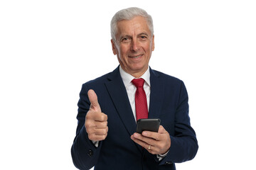 Old businessman giving a thumbs up