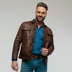 casual man feeling happy and smiling