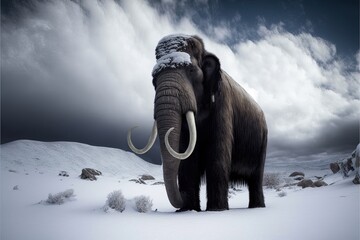 mammouth géant dans un paysage de neige