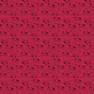 pattern with city bike with basket on vivid magenta background