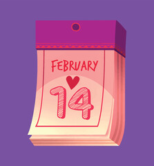 Valentines day love calendar vector illustration clipart
