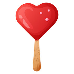 illustration for valentine's day. cute pink ice cream with cookies. element for postcard, menu, congratulations