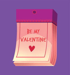 Valentines day love calendar vector illustration clipart