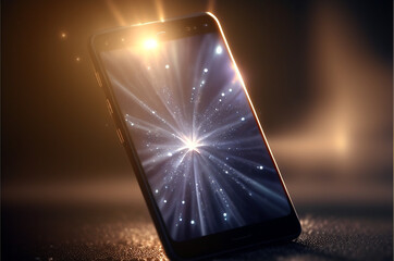 Efecto Smartphone Tecnología Explosión de Luz Azul - Smartphone Tecnology Efect Blue Light - Generative AI