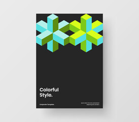 Vivid placard A4 design vector template. Minimalistic geometric tiles company cover layout.