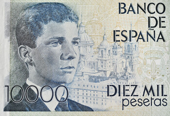 retrato del rey de españa felipe VI en un billete antiguo