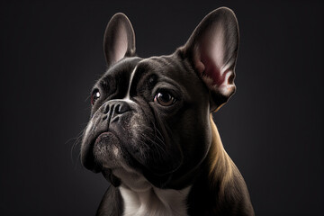 Portrait of beautiful French bulldog. 
Generative AI.