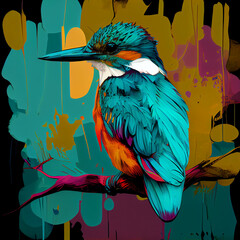 Kingfisher pop art generative ai