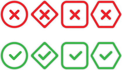 yes or no illustration. Check mark Icon. Right and wrong. isolated